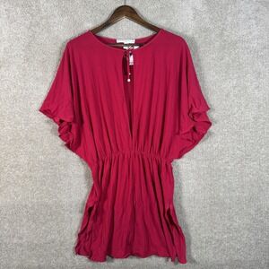 Valentino Sand Coverup Dress Womens 6 42‎ Red Kaftan Dolman Sleeve Made Italy